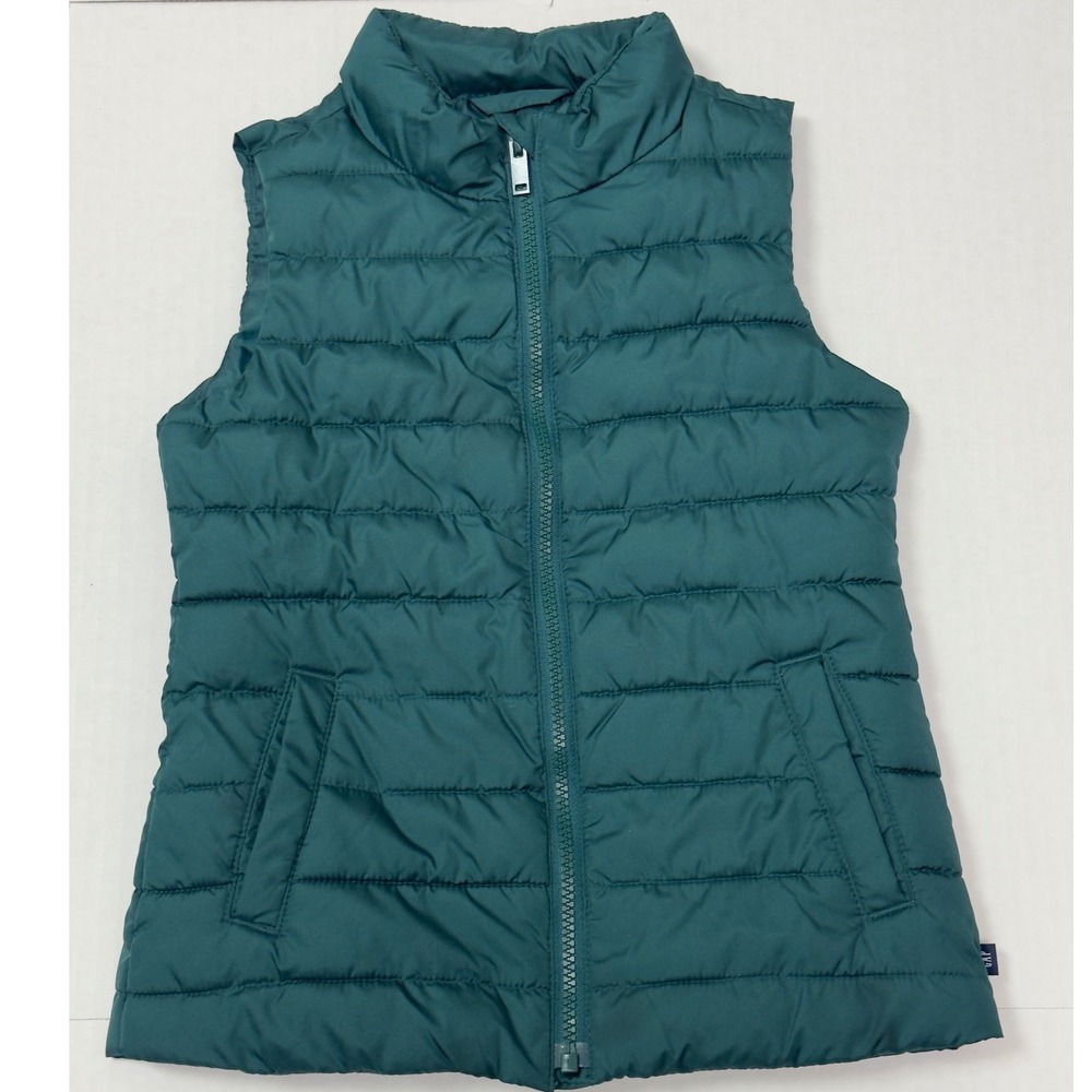 Gap Kids Puffer Vest Unisex S (6-7) Teal Green Excellent ColdControl Quilted
